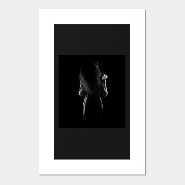 Sensual Nude Couple Standing In An Embrace Naked Bodies Silhouette Black And White Art Photo 2256